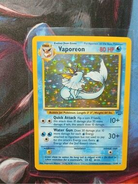 Pokemon Vaporeon Holographic Card - Blue and Yellow Border